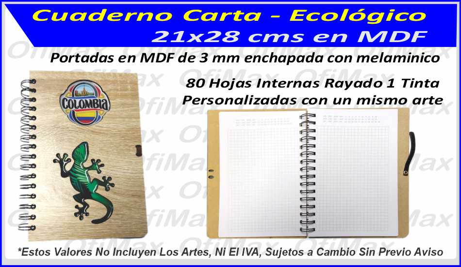 cuadernos ecologicos corte laser media carta, bogota, colombia